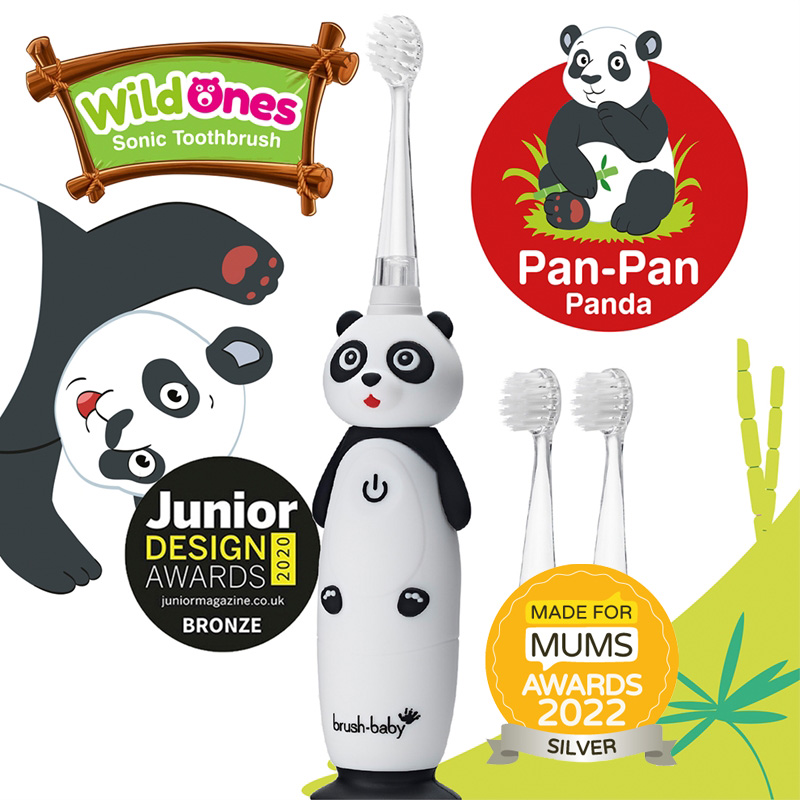 Brush-baby WildOnes Pan Pan Panda Rechargeable Sonic  Electric Toothbrush (0-10 year olds) | 2 years warranty